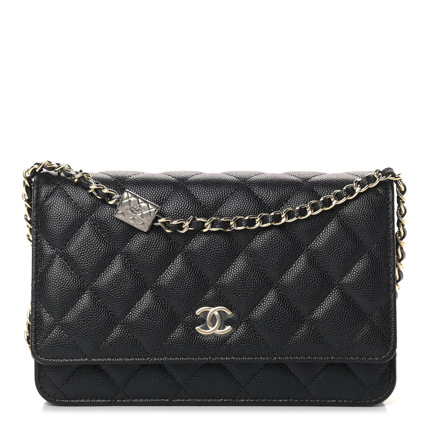 Chanel Caviar Quilted Wallet With Charms On Chain WOC Black 1 of 10