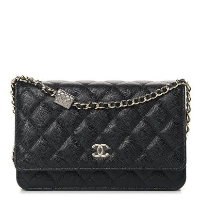 Chanel Caviar Quilted Wallet With Charms On Chain WOC Black 1 of 10