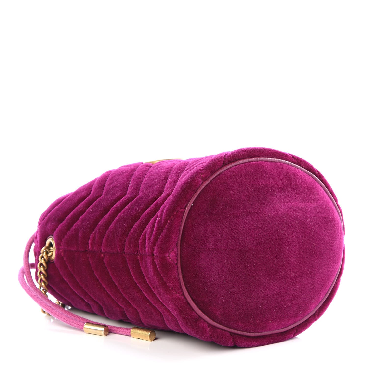 Gucci Velvet Matelasse Mini GG Marmont 2.0 Bucket Bag Fuchsia Violet Cyclamen 3 of 7