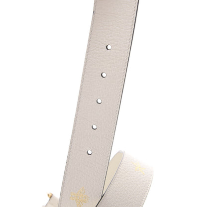 Gucci Textured Dollar Calfskin Bees And Stars Print Womens 40mm Belt 90 36 Mystic White Gold 4 of 5