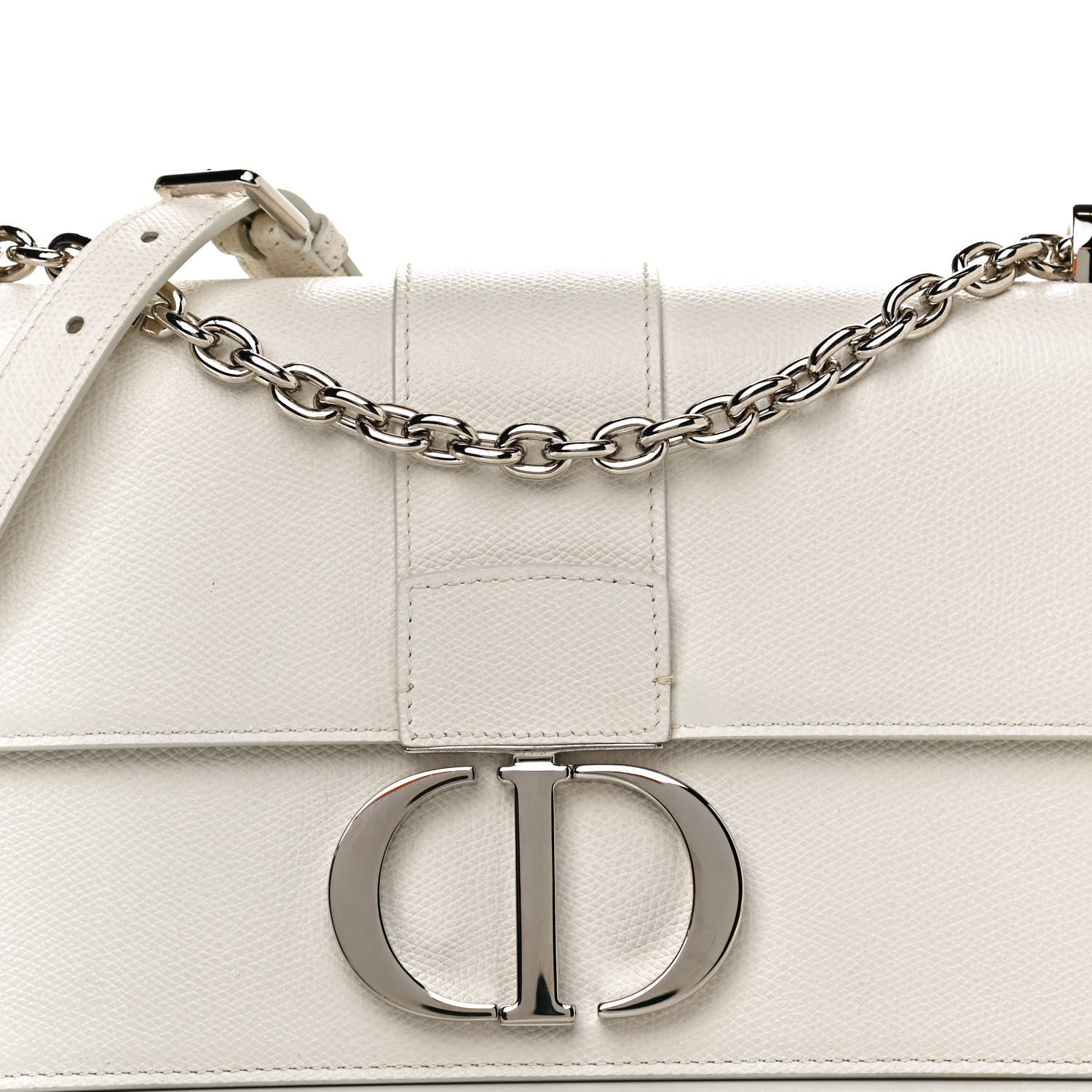 Christian Dior Grained Calfskin 30 Montaigne Chain Flap Bag White 8 of 13