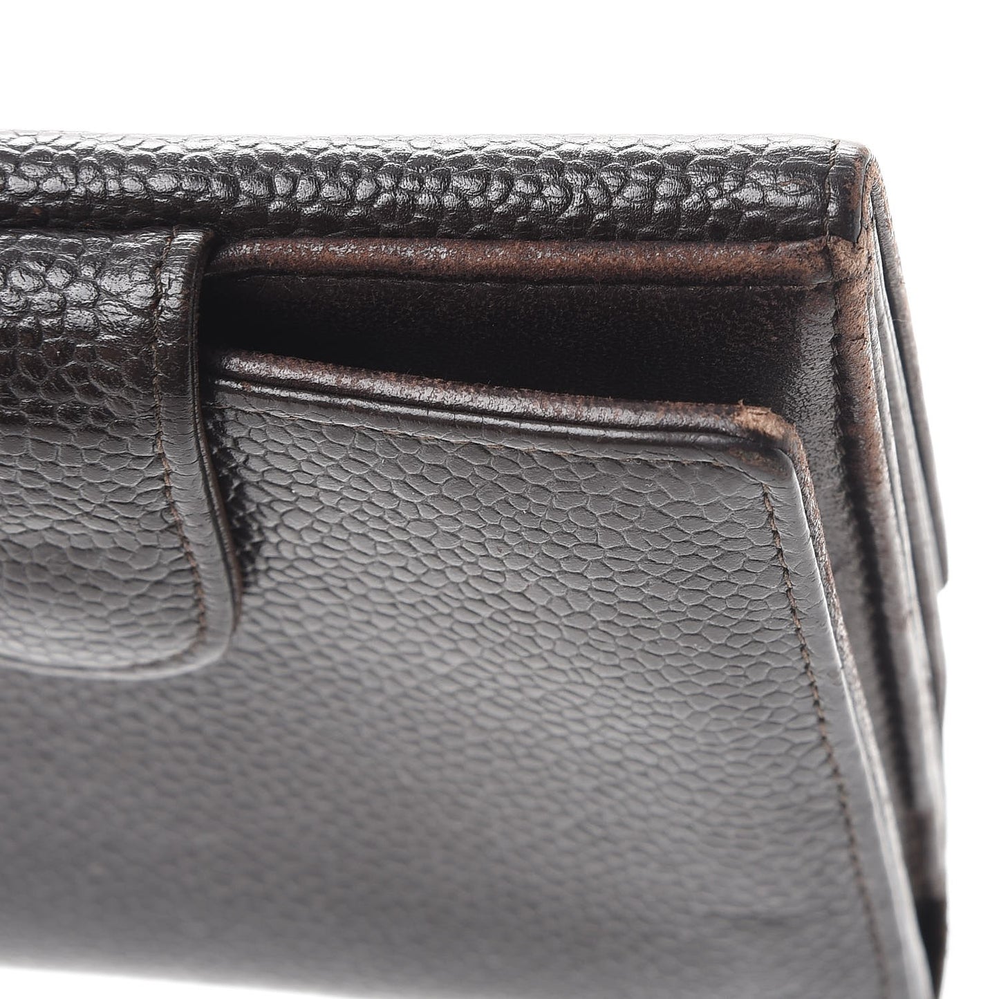Caviar Timeless CC Compact French Wallet Brown