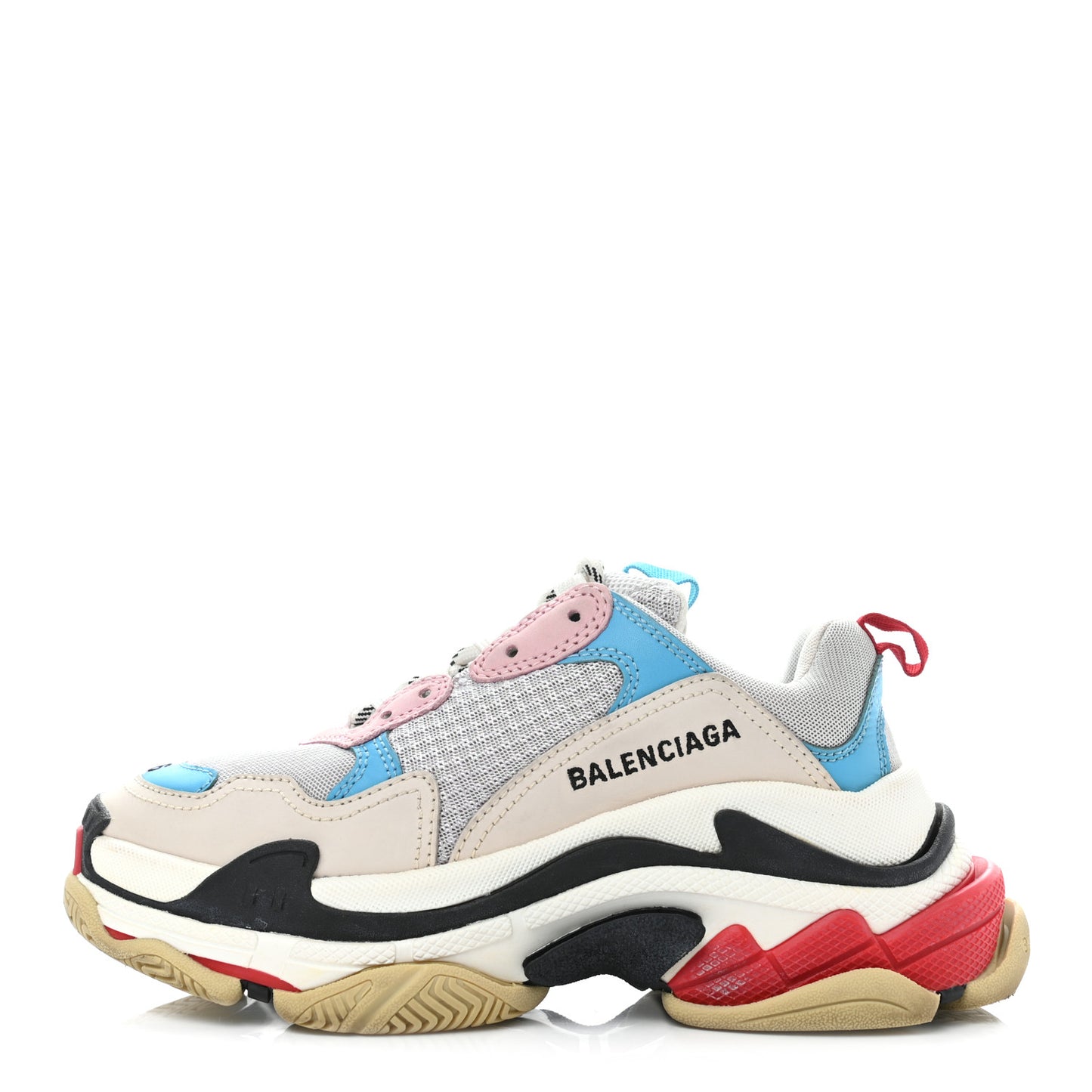 Fabric Mesh Womens Triple S Sneakers 36 White Blue Pink