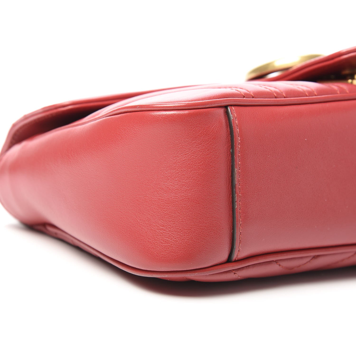 Gucci Calfskin Matelasse Small GG Marmont Shoulder Bag Hibiscus Red 9 of 12