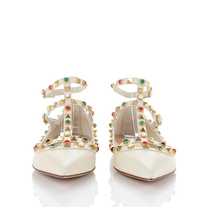 Valentino Garavani Nappa Rockstud Rolling Cage Ballerina Flats 35 Light Ivory 2 of 8