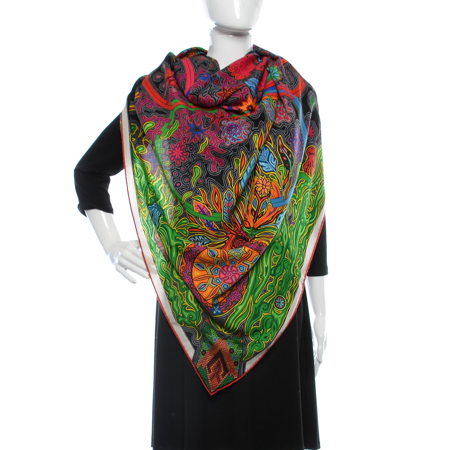 Hermes Cashmere Silk L'Arbre Du Vent Shawl 140 2 of 6