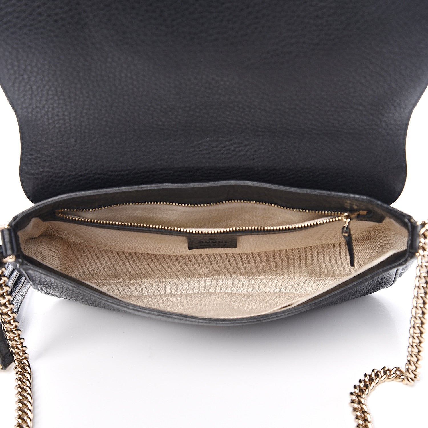 Gucci Pebbled Calfskin Medium Soho Flap Crossbody Black 4 of 9