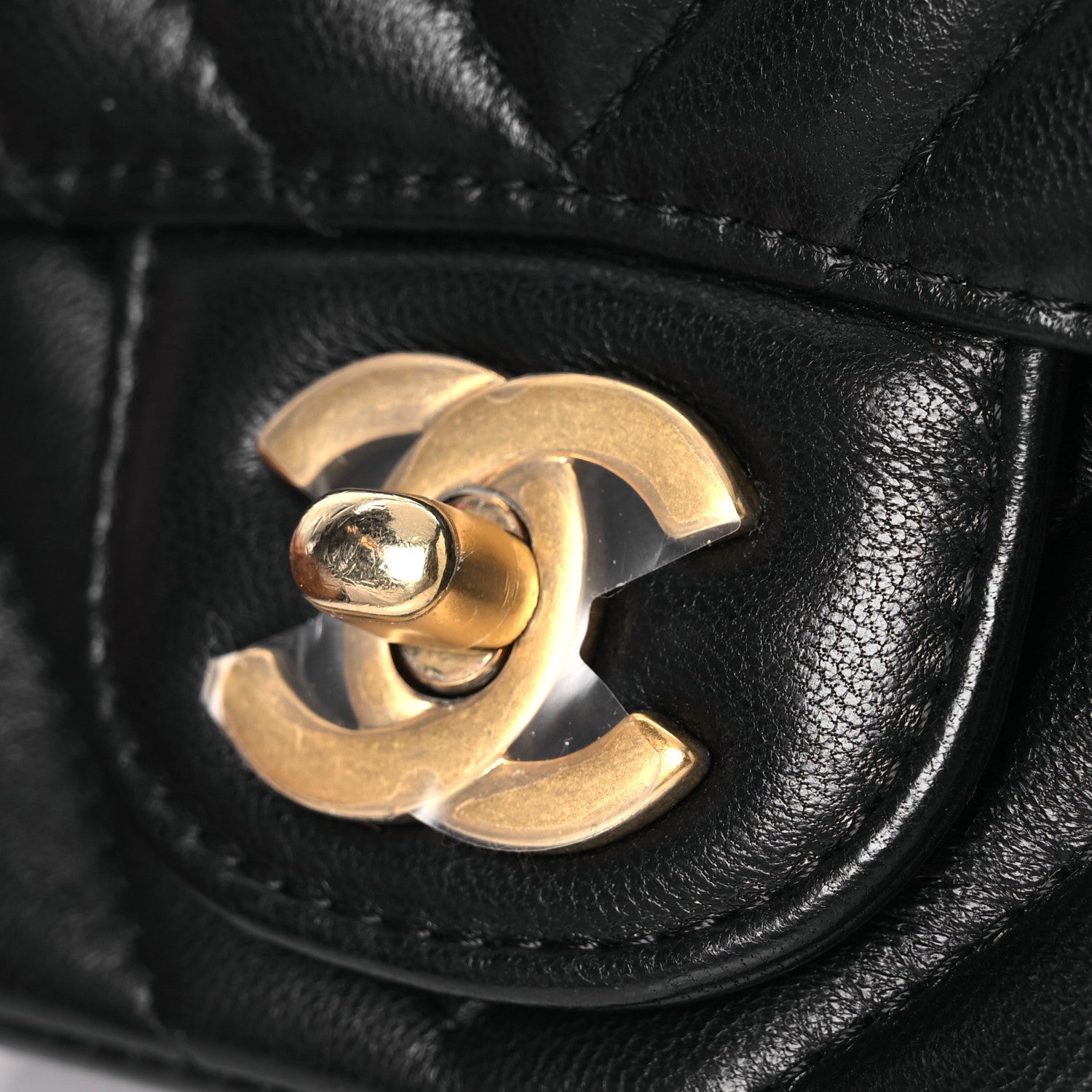 Chanel Lambskin Chevron Quilted Mini Square Flap Black 11 of 13