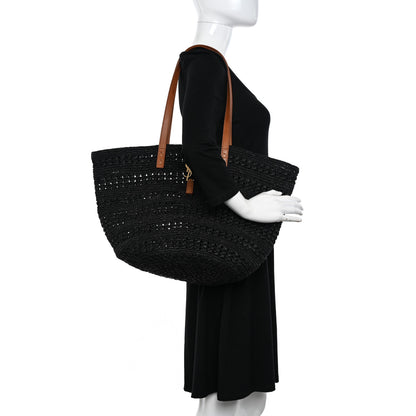 Saint Laurent Raffia Calfskin Medium Panier Tote Black 2 of 10