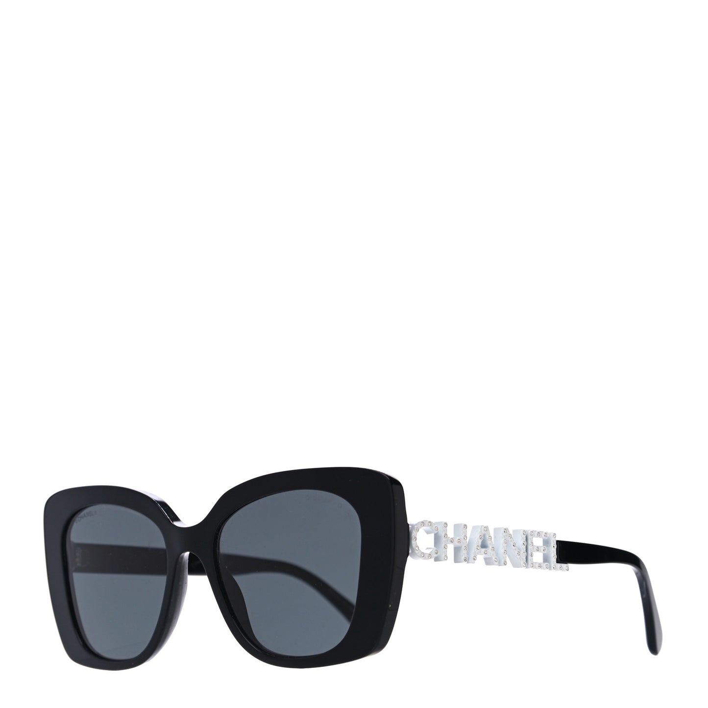 Acetate Strass Square Sunglasses 5422-B Black White