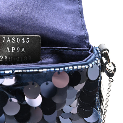 Fendi Sequin Paillettes Shiny Nappa Sex and the City Nano Maxi Buckle Baguette Charm Blue 6 of 9