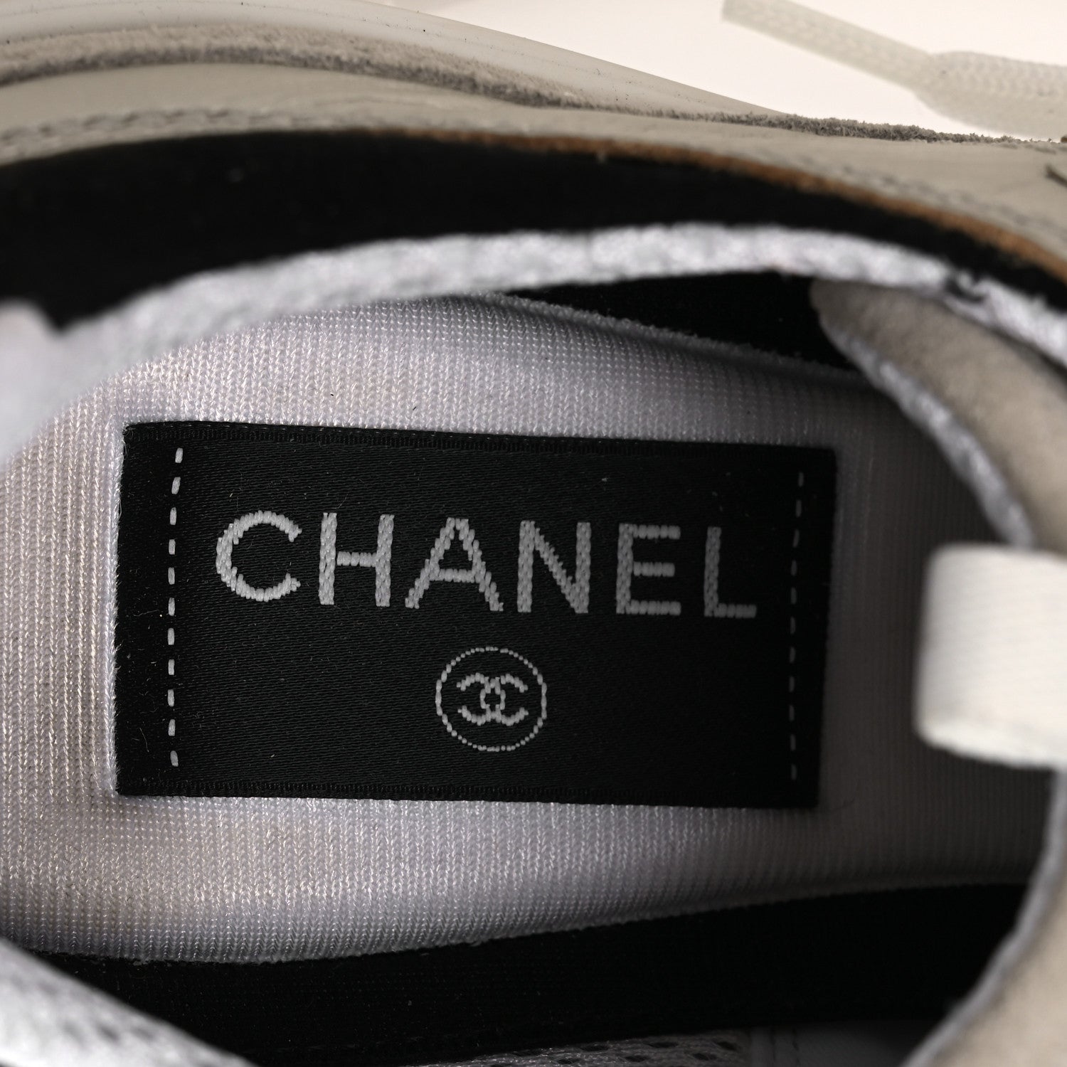 Chanel Suede Metallic Calfskin Womens CC Sneakers 39.5 White Silver 9 of 11