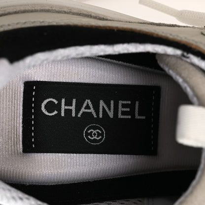 Chanel Suede Metallic Calfskin Womens CC Sneakers 39.5 White Silver 9 of 11