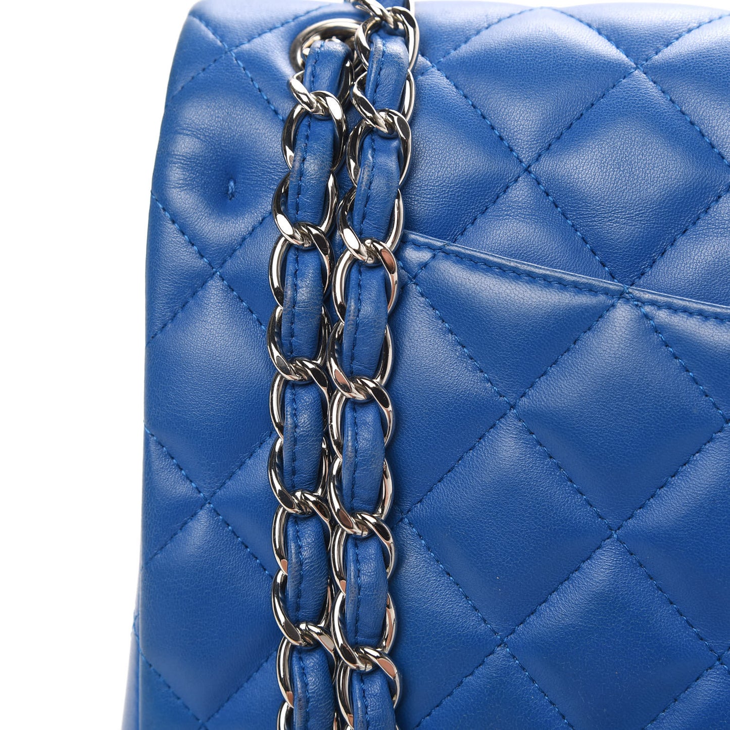 Lambskin Quilted Jumbo Double Flap Blue