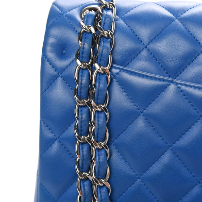 Chanel Lambskin Quilted Jumbo Double Flap Blue 11 of 12