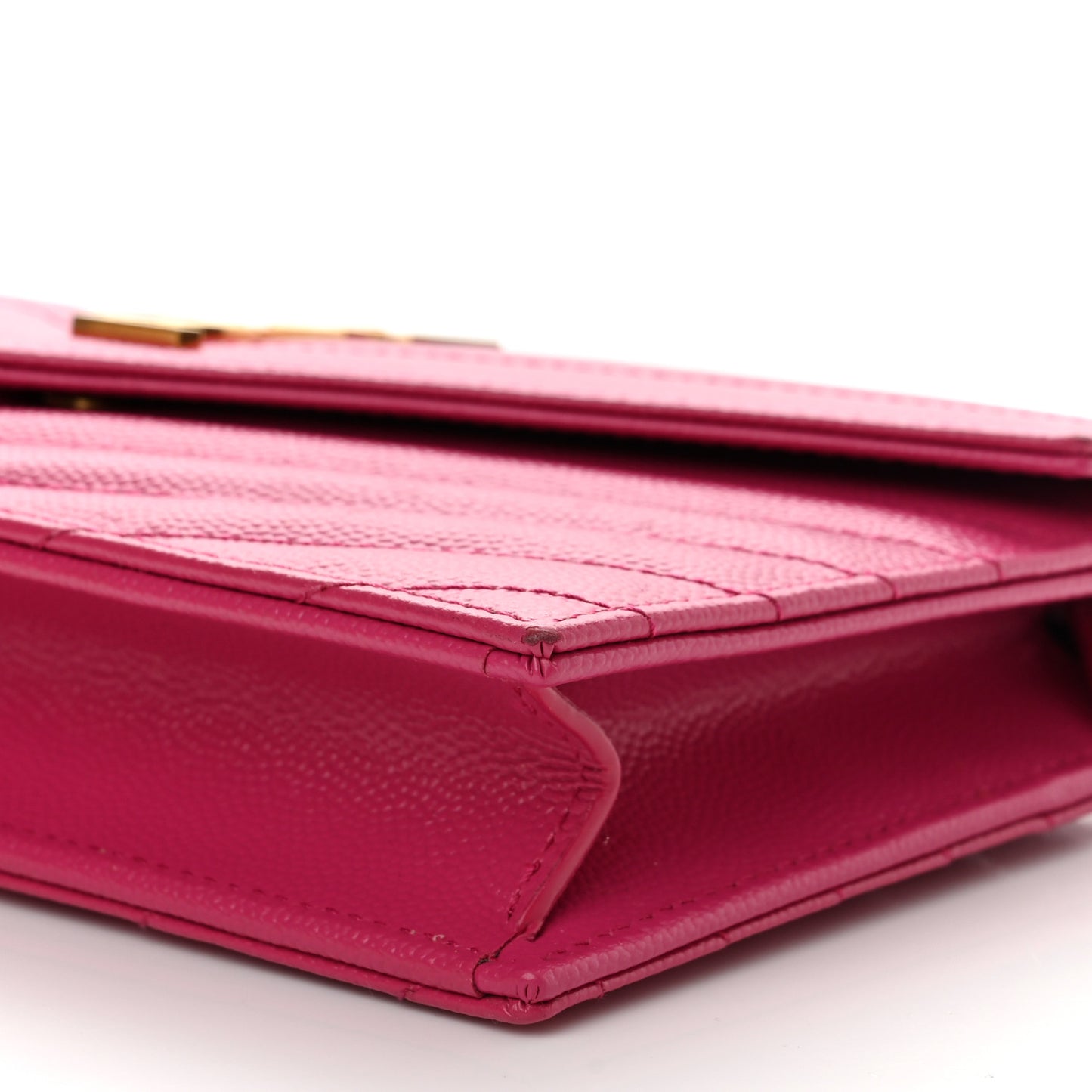 Grain De Poudre Matelasse Chevron Monogram Envelope Chain Wallet Fresh Fuchsia