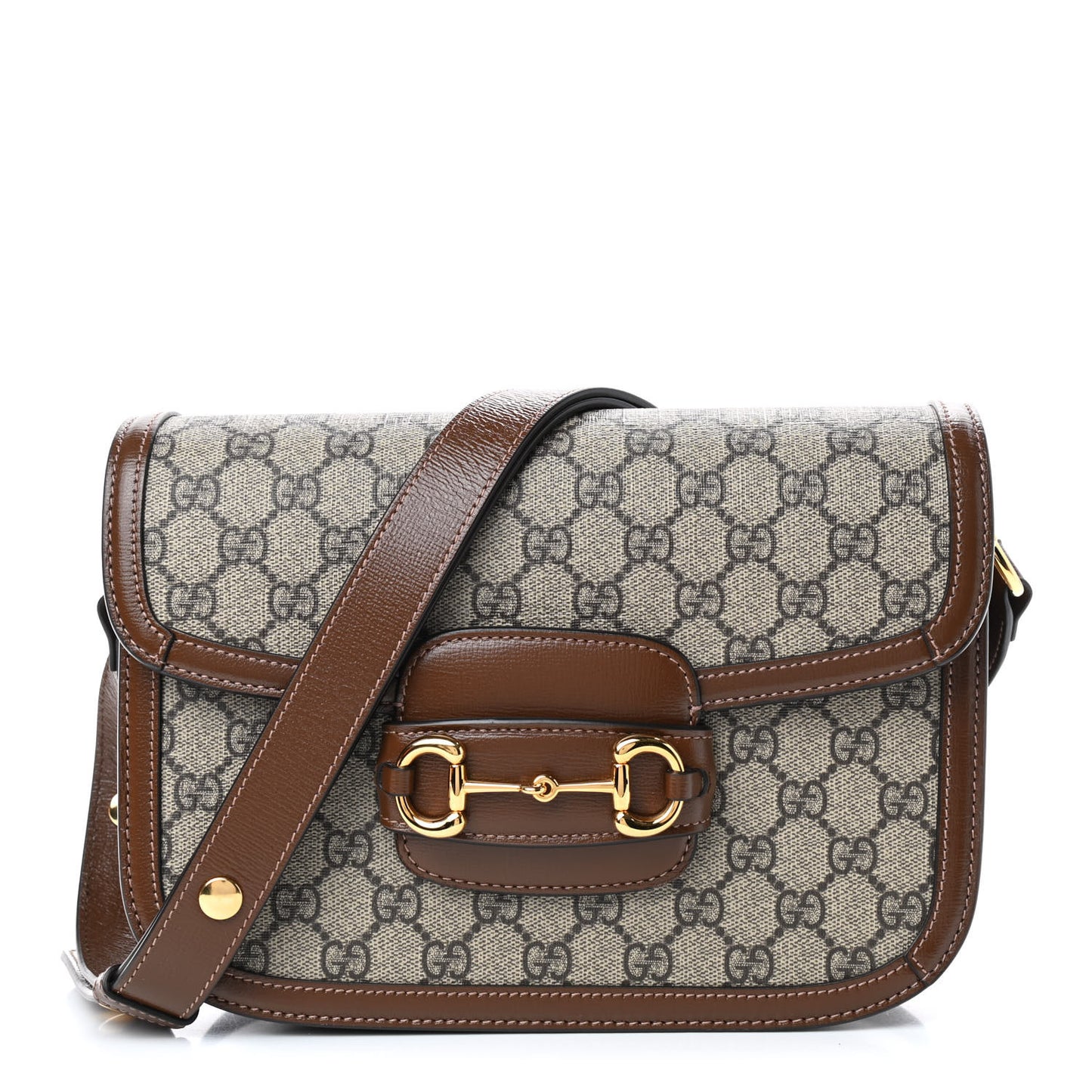 GG Supreme Monogram Horsebit 1955 Shoulder Bag Beige Brown Sugar