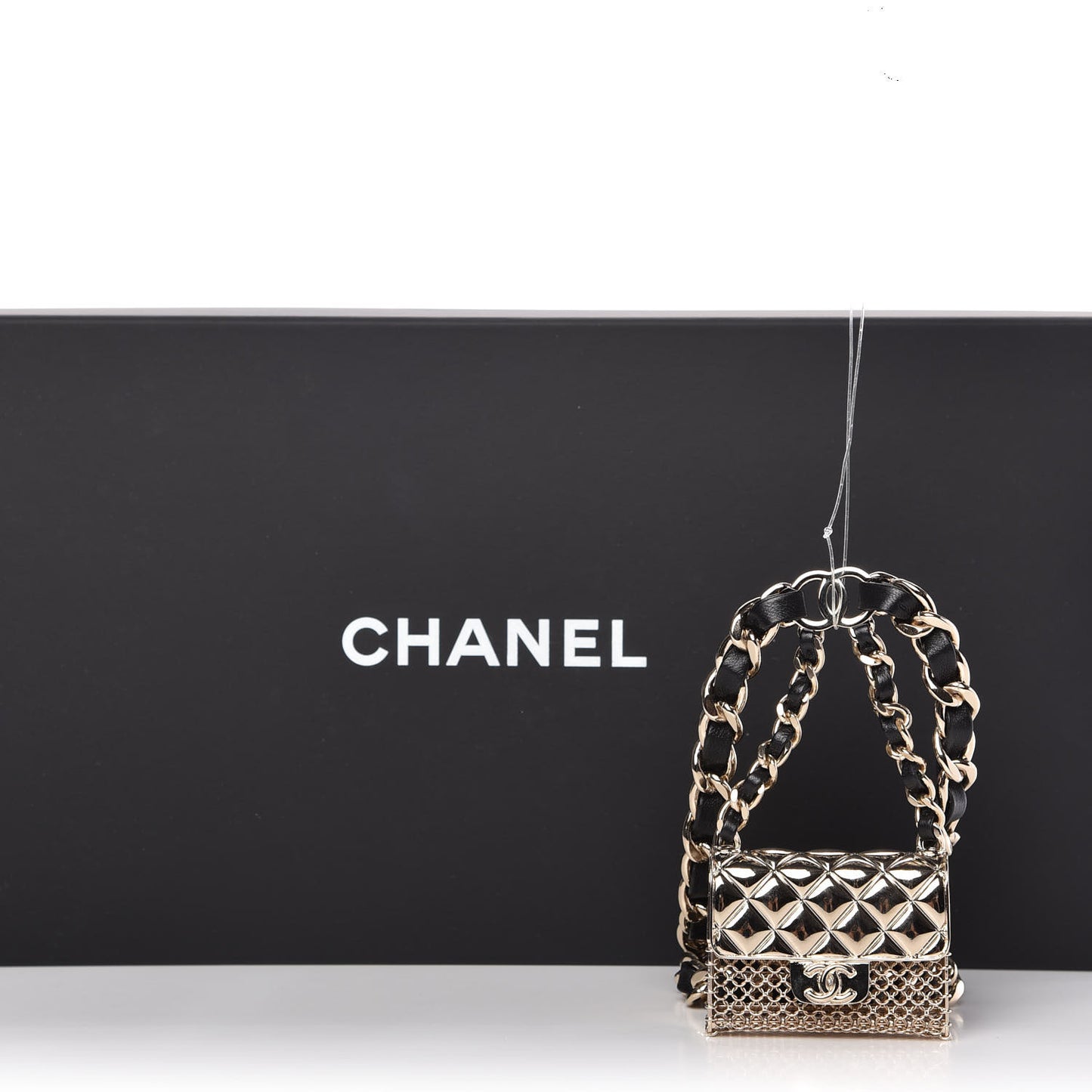 Lambskin Chain CC Flap Bag Belt 85 Black Gold