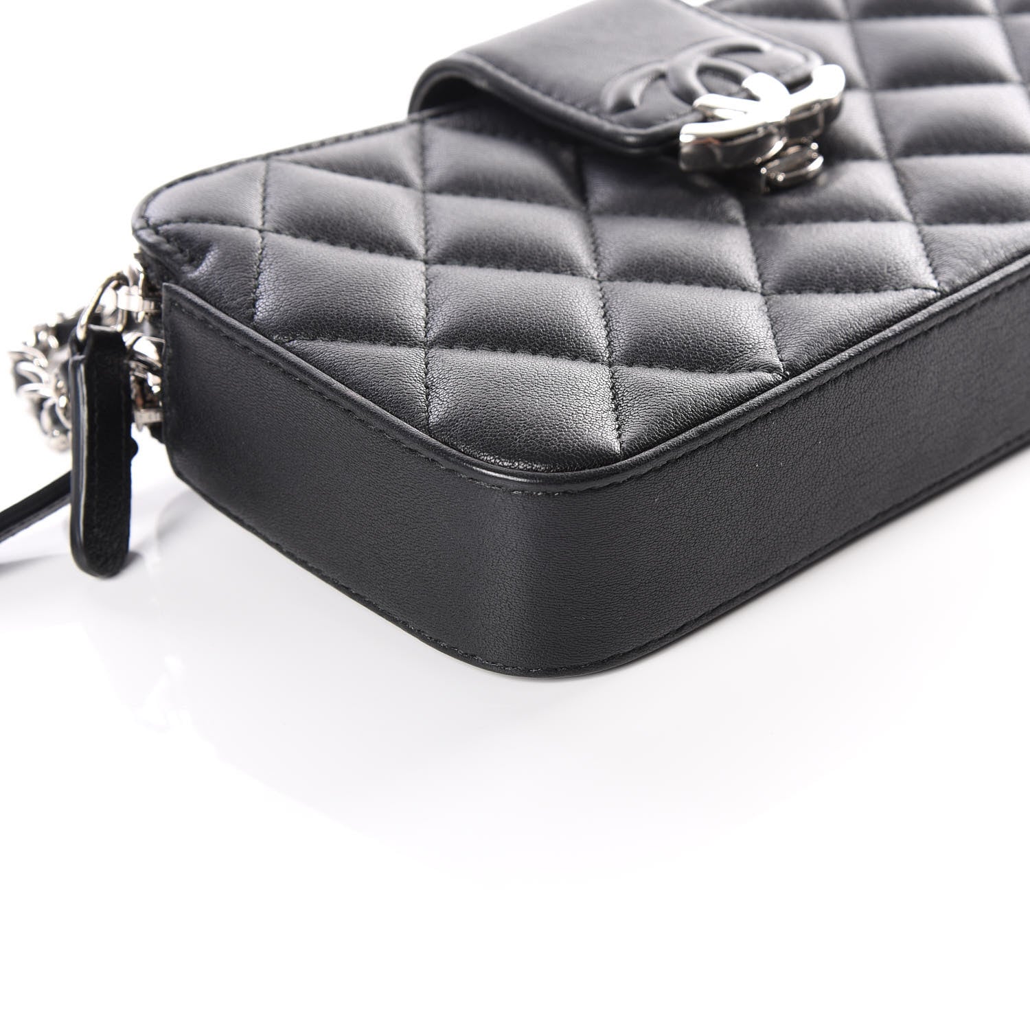 Chanel Lambskin Quilted CC Box Clutch With Chain Black 6 of 15