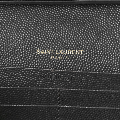 Saint Laurent Grain De Poudre Matelasse Chevron Monogram Chain Wallet Earth 6 of 9