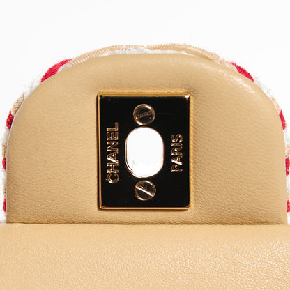 Chanel Jersey Quilted Medium Coco Sailor Flap Red White 8 of 11