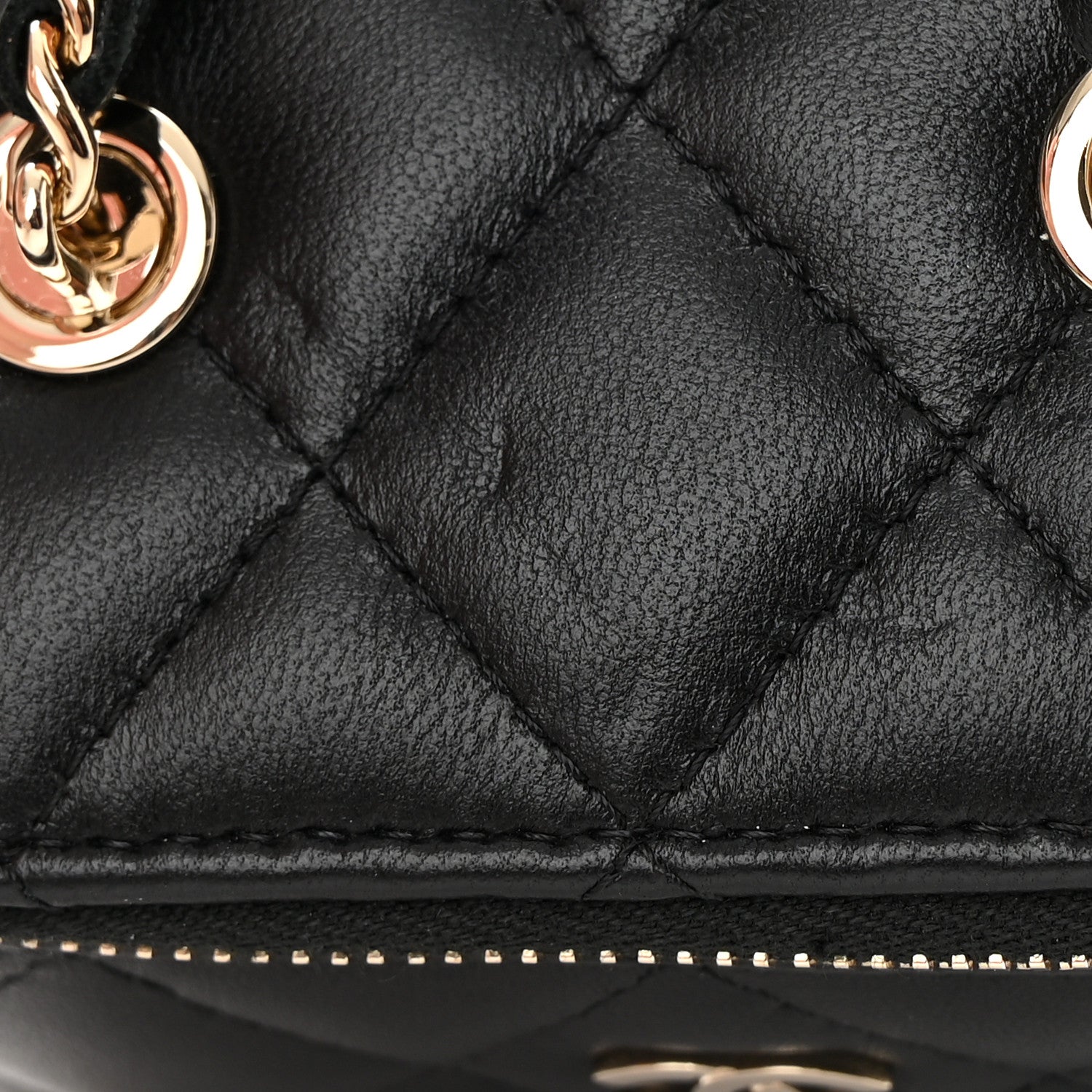 Chanel Lambskin Quilted Mini Vanity Case With Chain Black 11 of 12