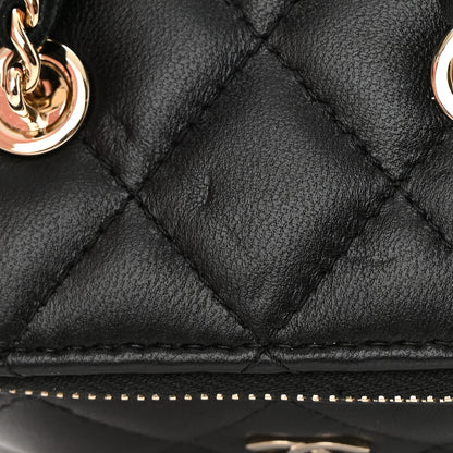 Chanel Lambskin Quilted Mini Vanity Case With Chain Black 11 of 12