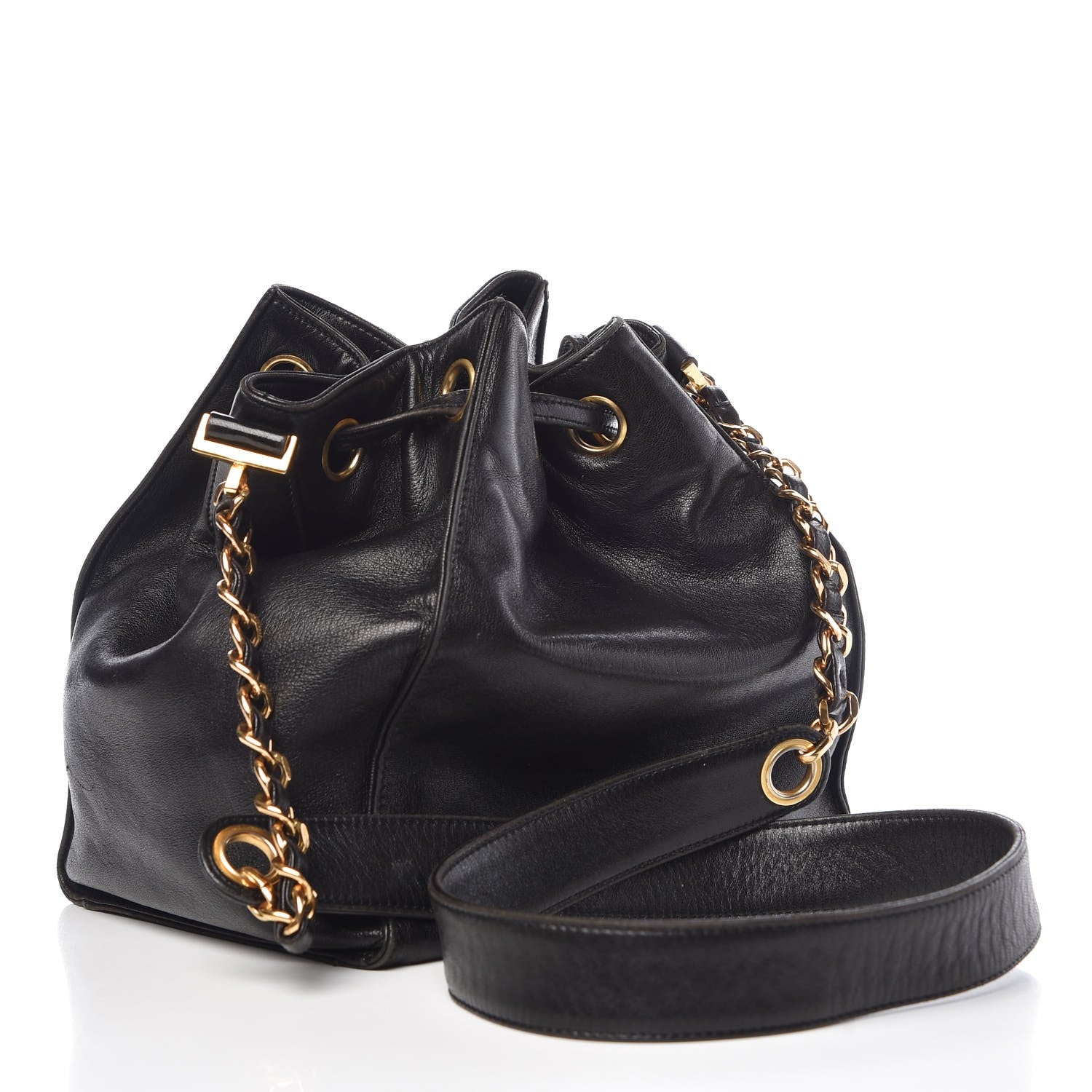 Chanel Lambskin CC Drawstring Shoulder Bag Black 4 of 11