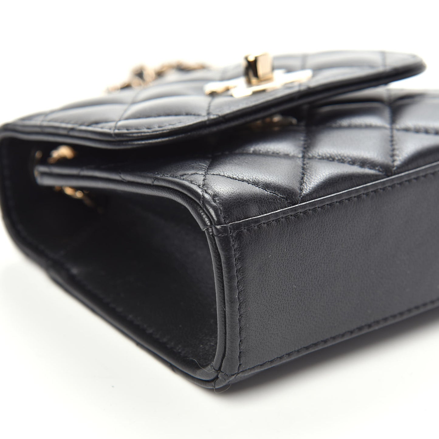 Lambskin Quilted Mini Trendy CC Chain Wallet Black