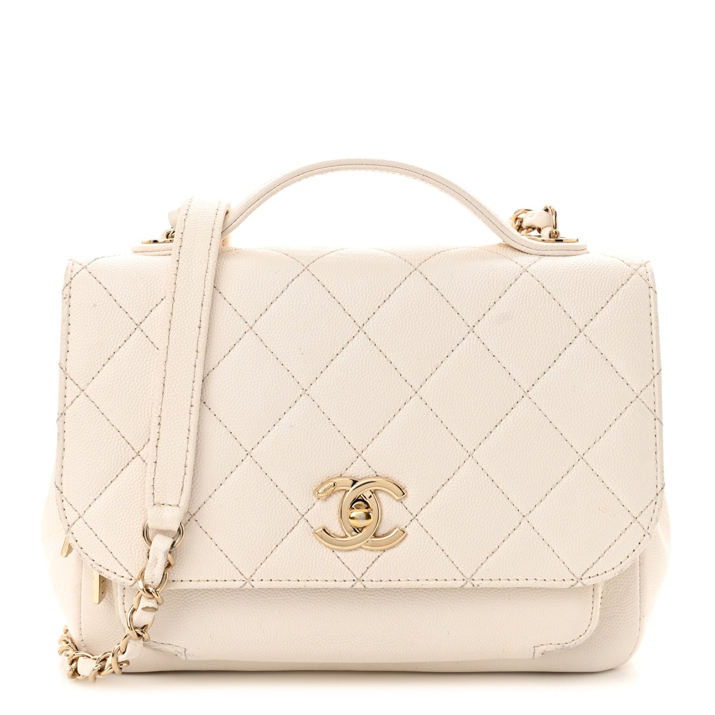 Caviar Quilted Medium Business Affinity Flap White