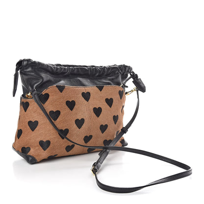 Burberry Calf Hair Heart Print Little Crush Dark Camel Black 3 of 11