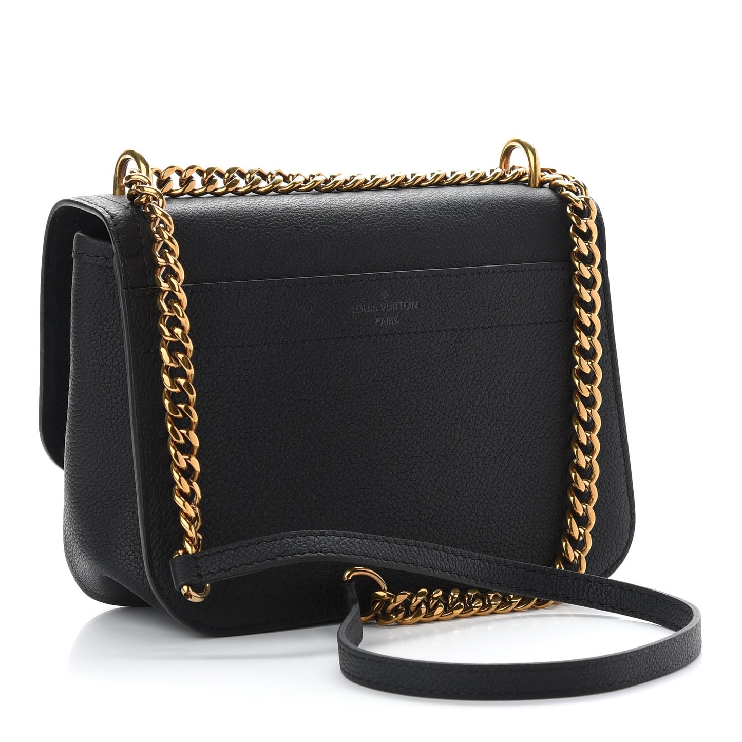 Grained Calfskin Lockme Chain Bag Black