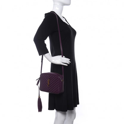 Saint Laurent Calfskin Matelasse Monogram Lou Camera Bag Purple 2 of 12