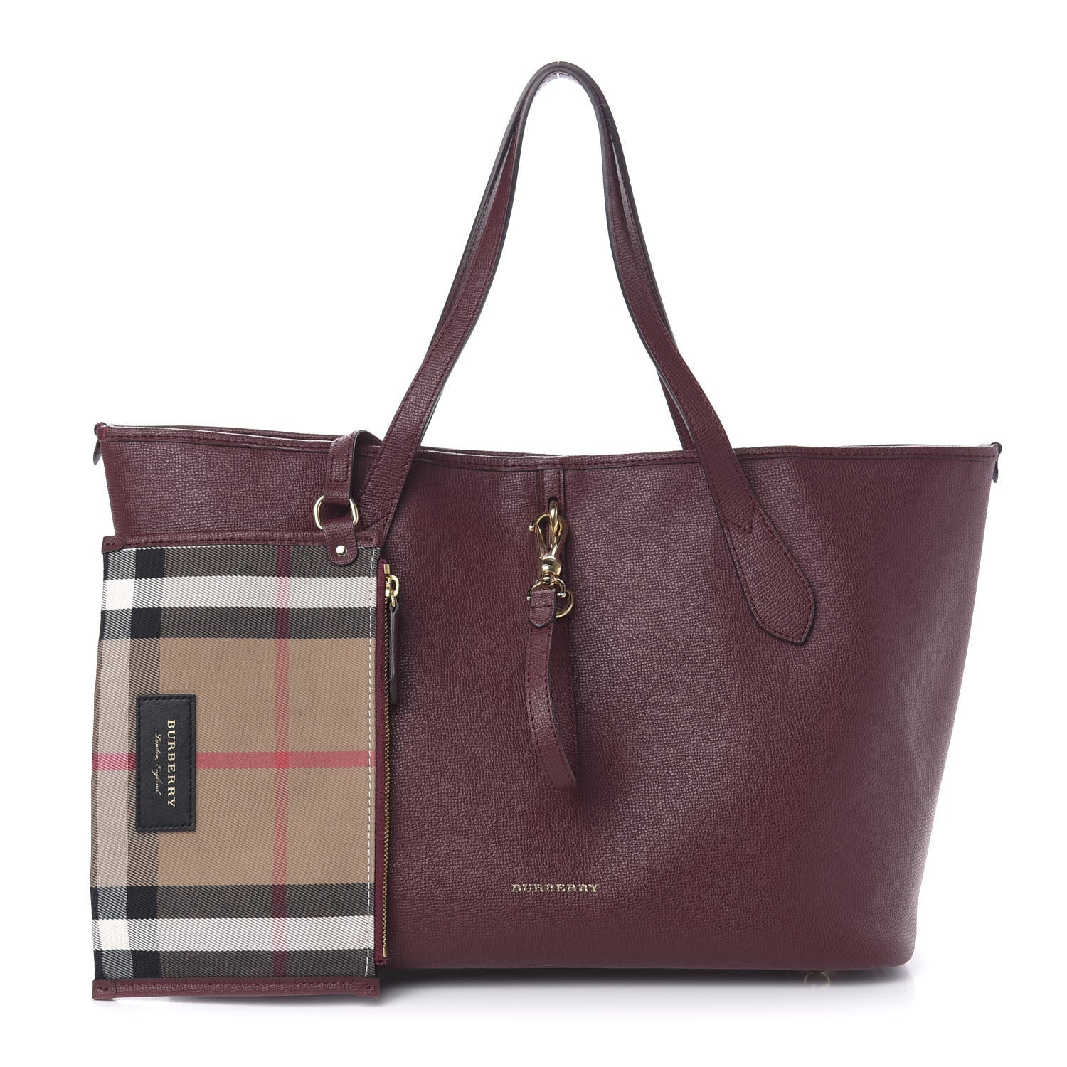 Burberry Grainy Calfskin Medium Honeybrook Tote Dark Plum 1 of 13