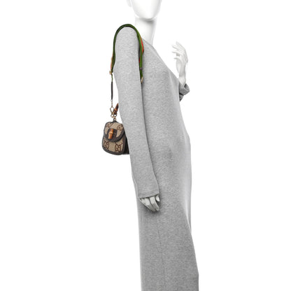 Gucci Monogram Jumbo GG Textured Dollar Calfskin Web Mini Bamboo 1947 Top Handle Bag Camel Ebony New Acero 2 of 12