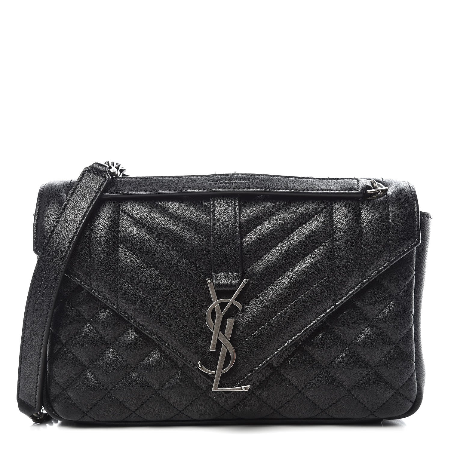 Saint Laurent Sheepskin Tri-Quilt Monogram Medium College Bag Black 1 of 11