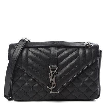 Saint Laurent Sheepskin Tri-Quilt Monogram Medium College Bag Black 1 of 11