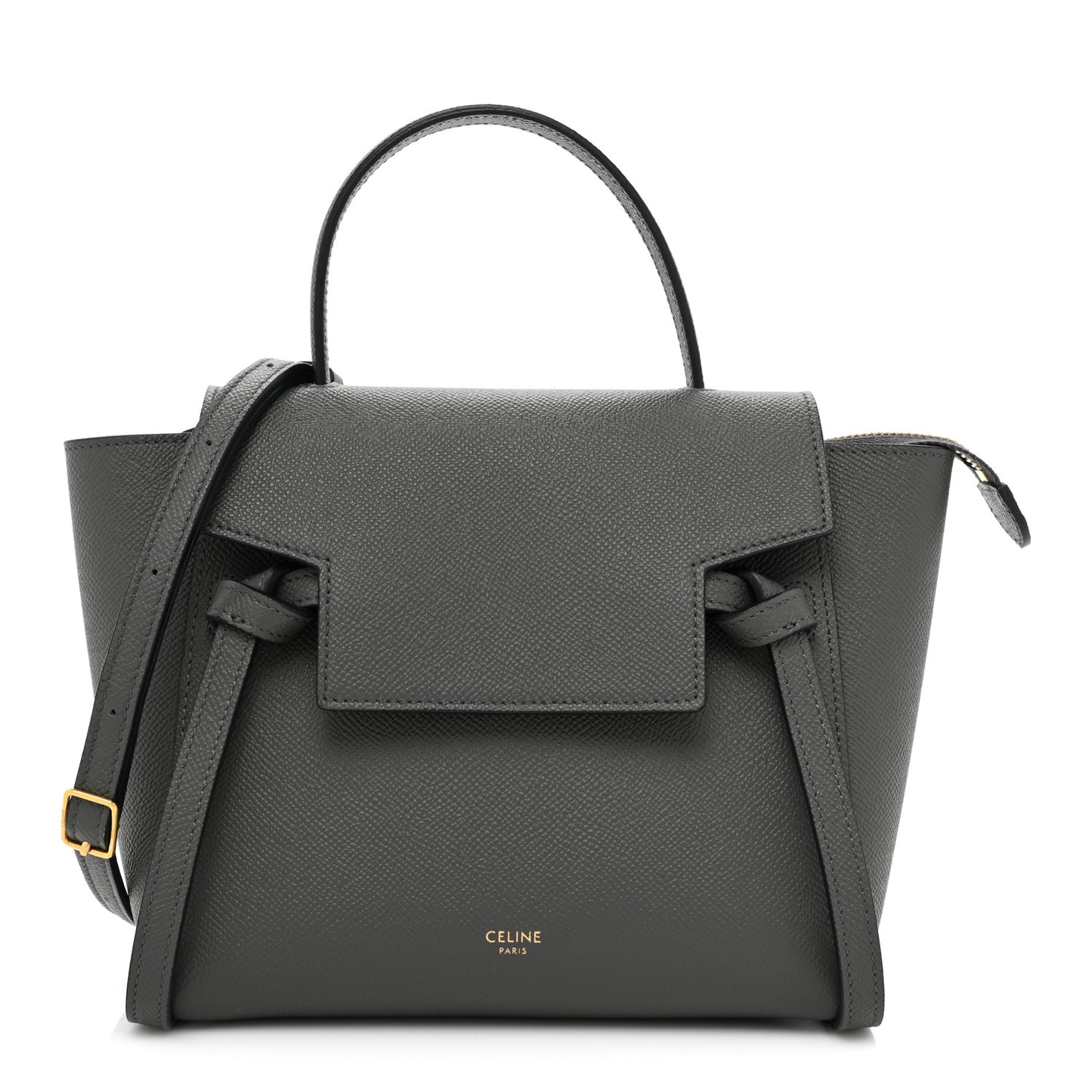 Grained Calfskin Nano Belt Bag Grey
