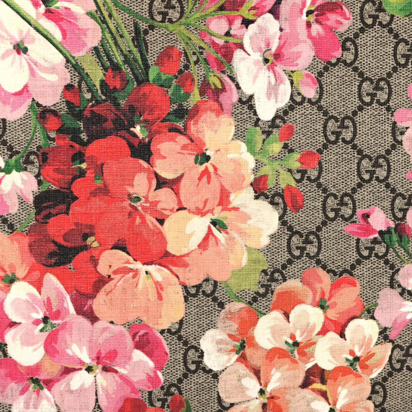 GG Supreme Monogram Blooms Suede Large Zip Pouch Beige Multicolor Dry Rose