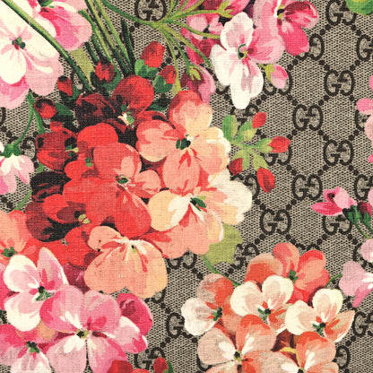 Gucci GG Supreme Monogram Blooms Suede Large Zip Pouch Beige Multicolor Dry Rose 7 of 10
