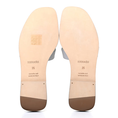 Hermes Epsom Oran Sandals 35 Bleu Glacier 5 of 8