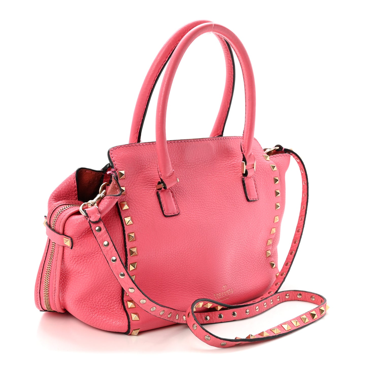 Vitello Small Rockstud Tote Fuxia Fluo