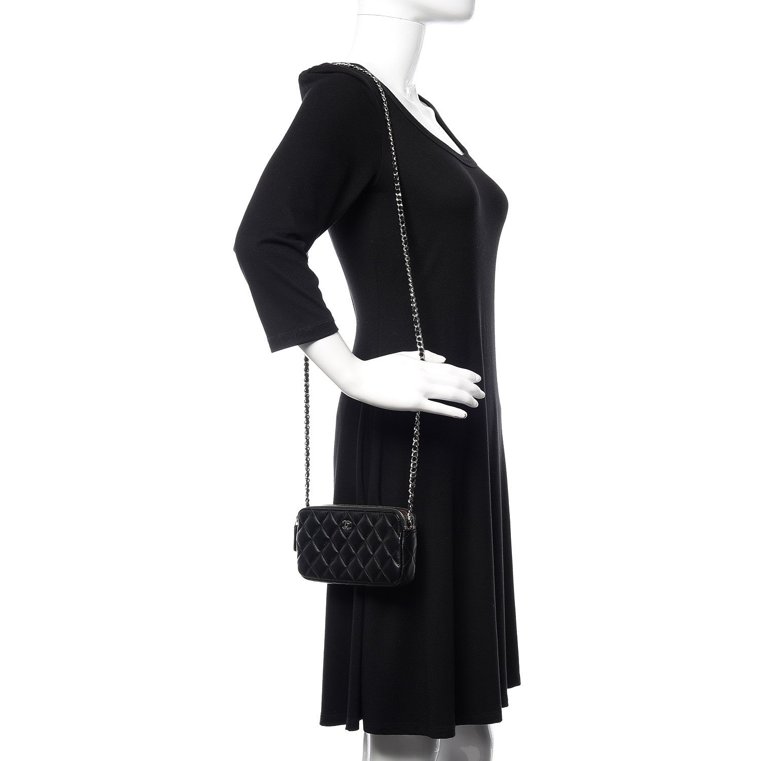 Chanel Lambskin Quilted Small Clutch With Chain Black 2 of 13