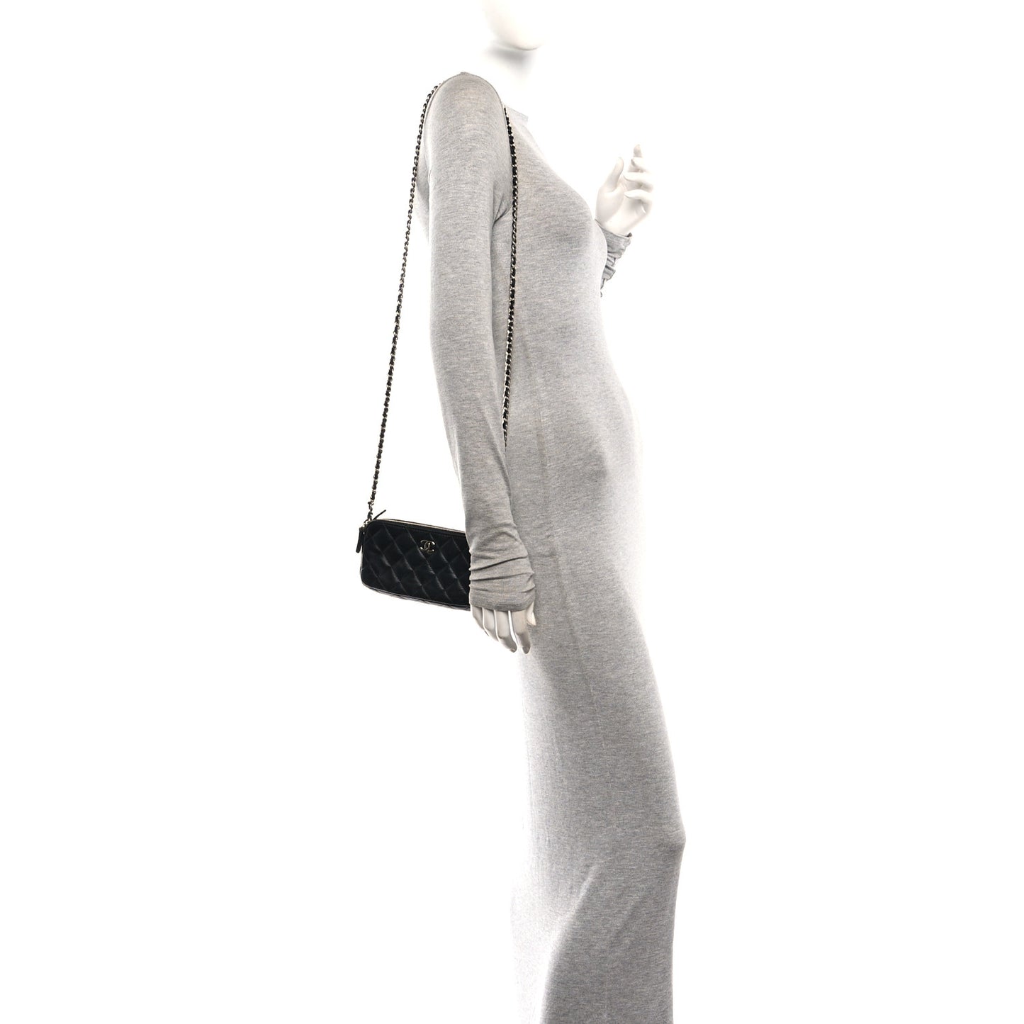 Lambskin Quilted Small Clutch With Chain Black