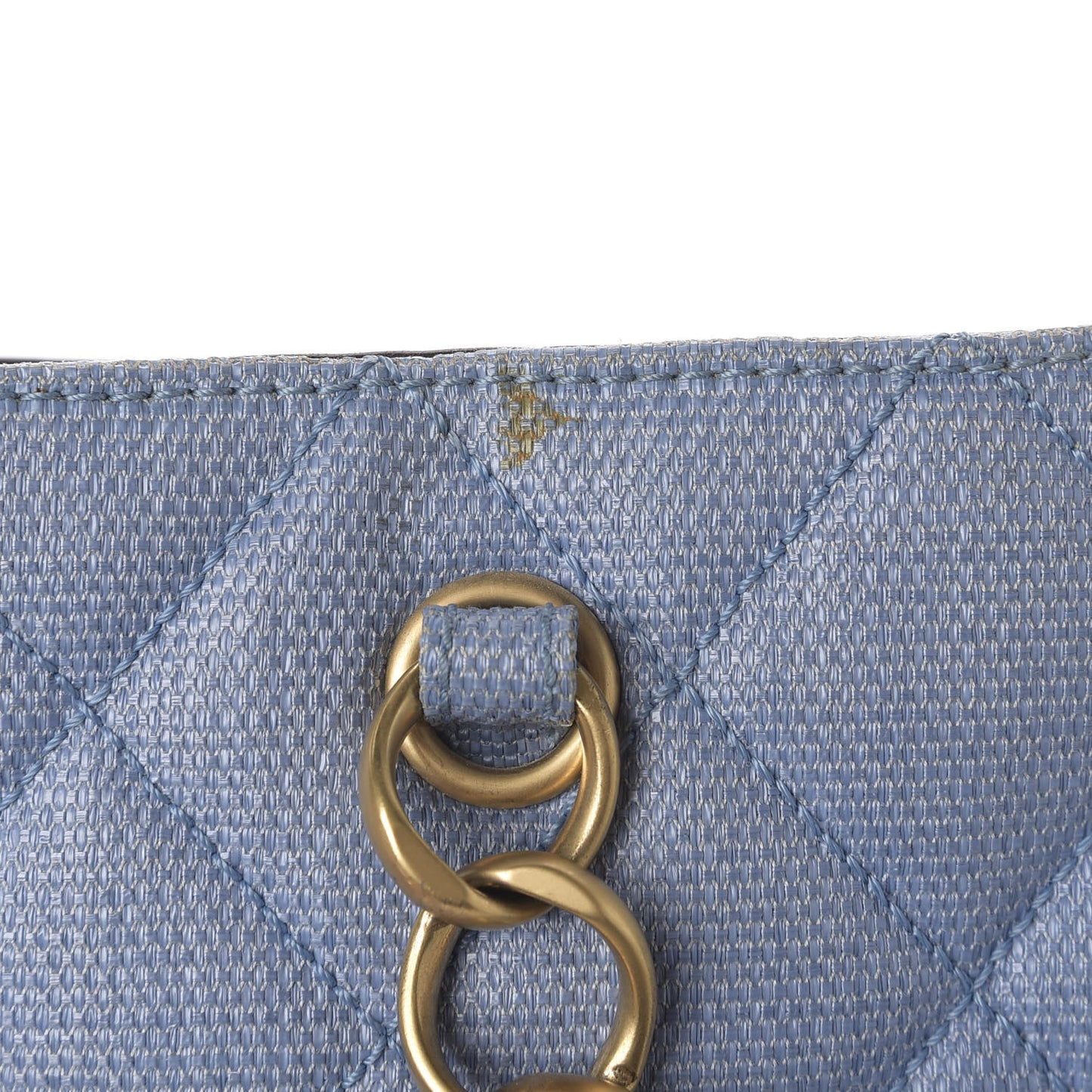 Woven Straw Quilted Shopping Tote Blue