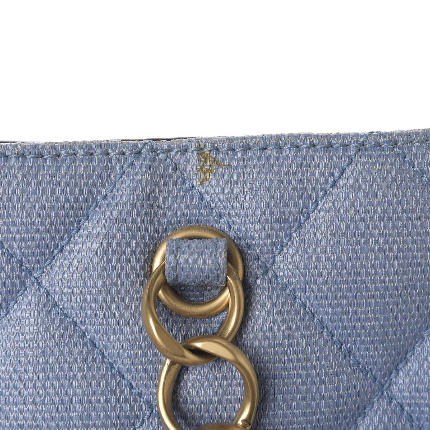 Chanel Woven Straw Quilted Shopping Tote Blue 12 of 13
