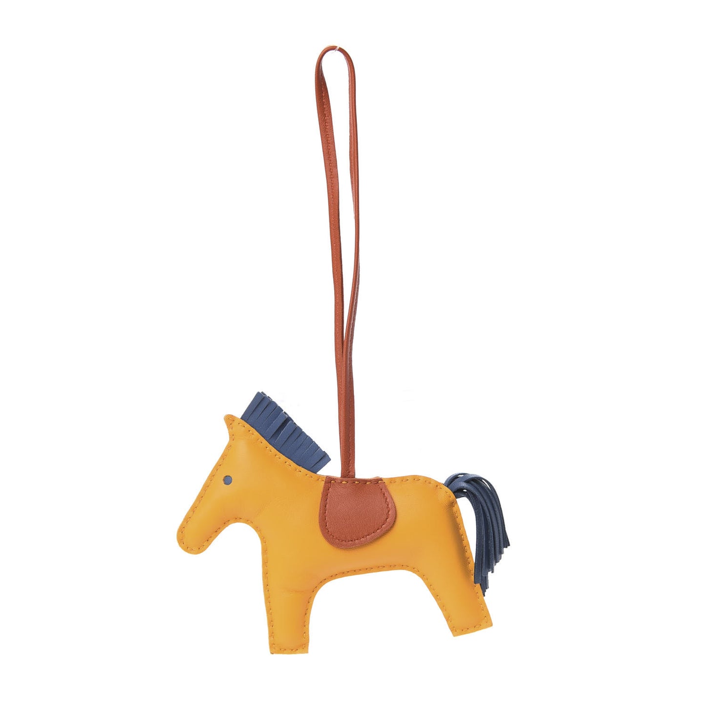 Milo Lambskin Grigri Rodeo Horse Bag Charm MM Jaune D'Or Bleu Agate Cornaline