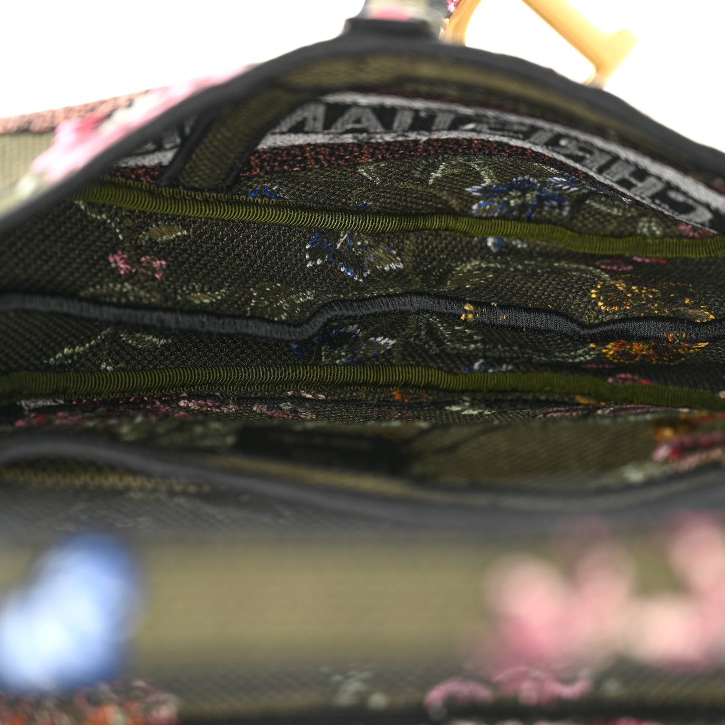 Canvas Embroidered Petites Fleurs Saddle Bag Green Multicolor