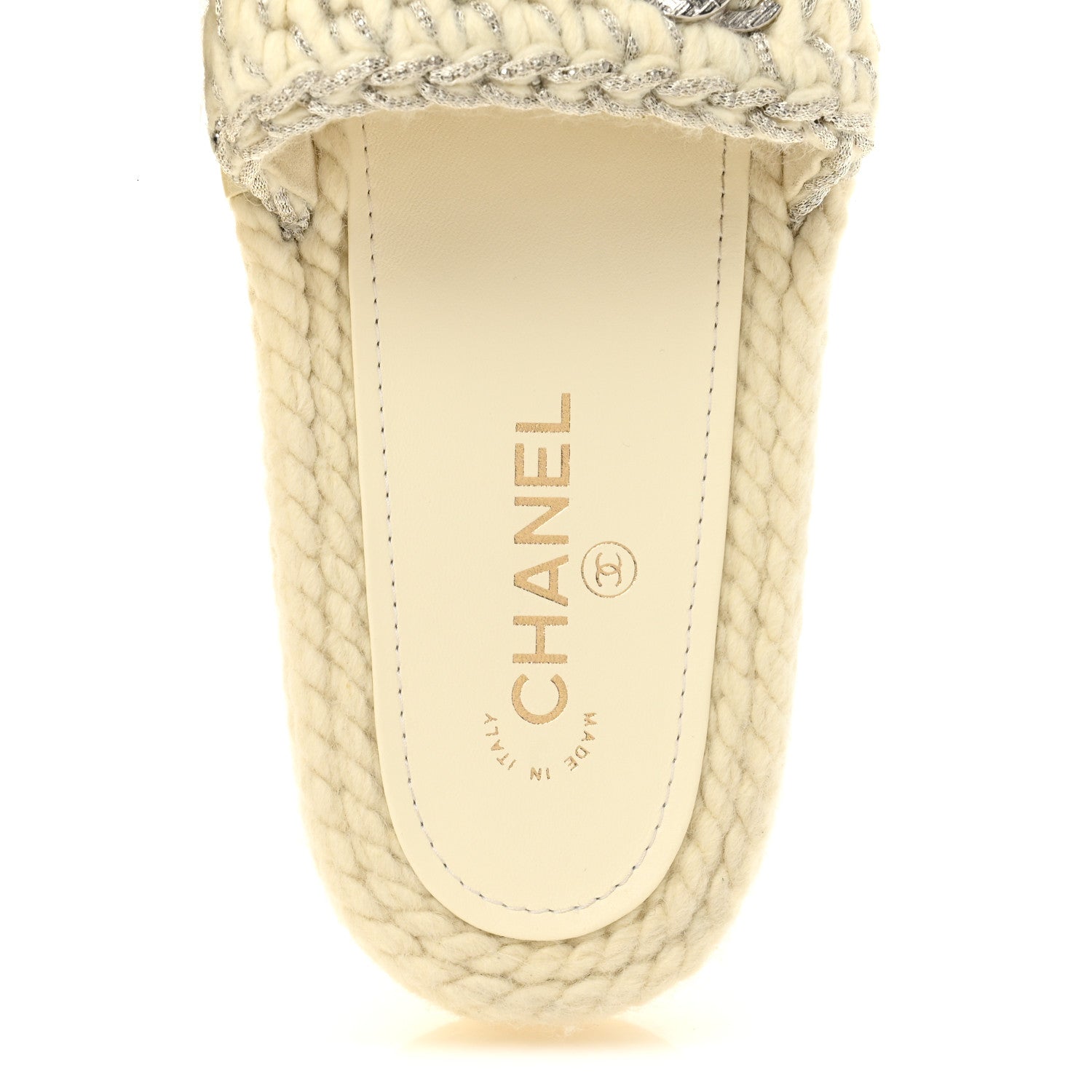 Chanel Braided Knit CC Mules 39 Ecru 7 of 10