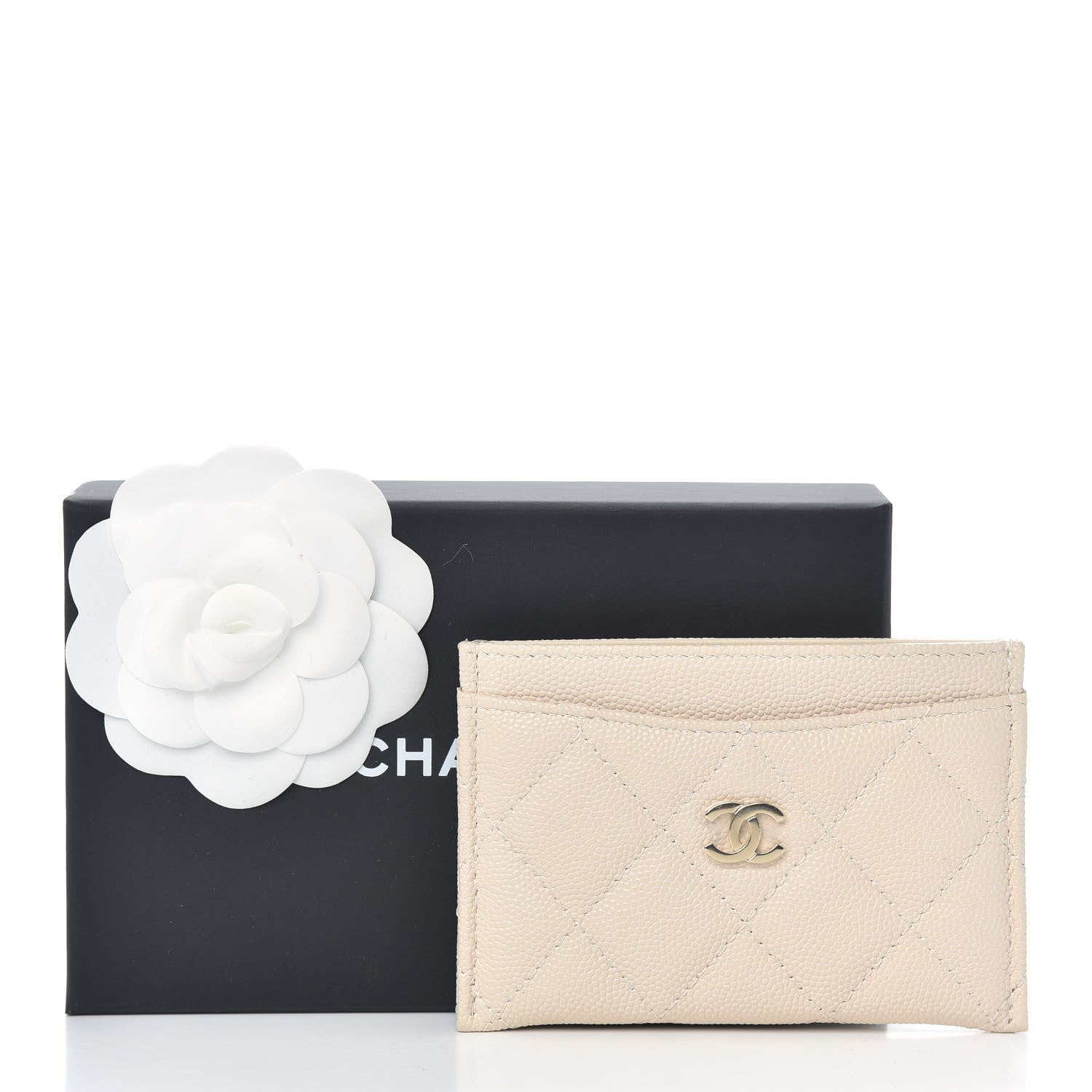 Chanel Caviar Quilted Card Holder Light Beige 8 of 8